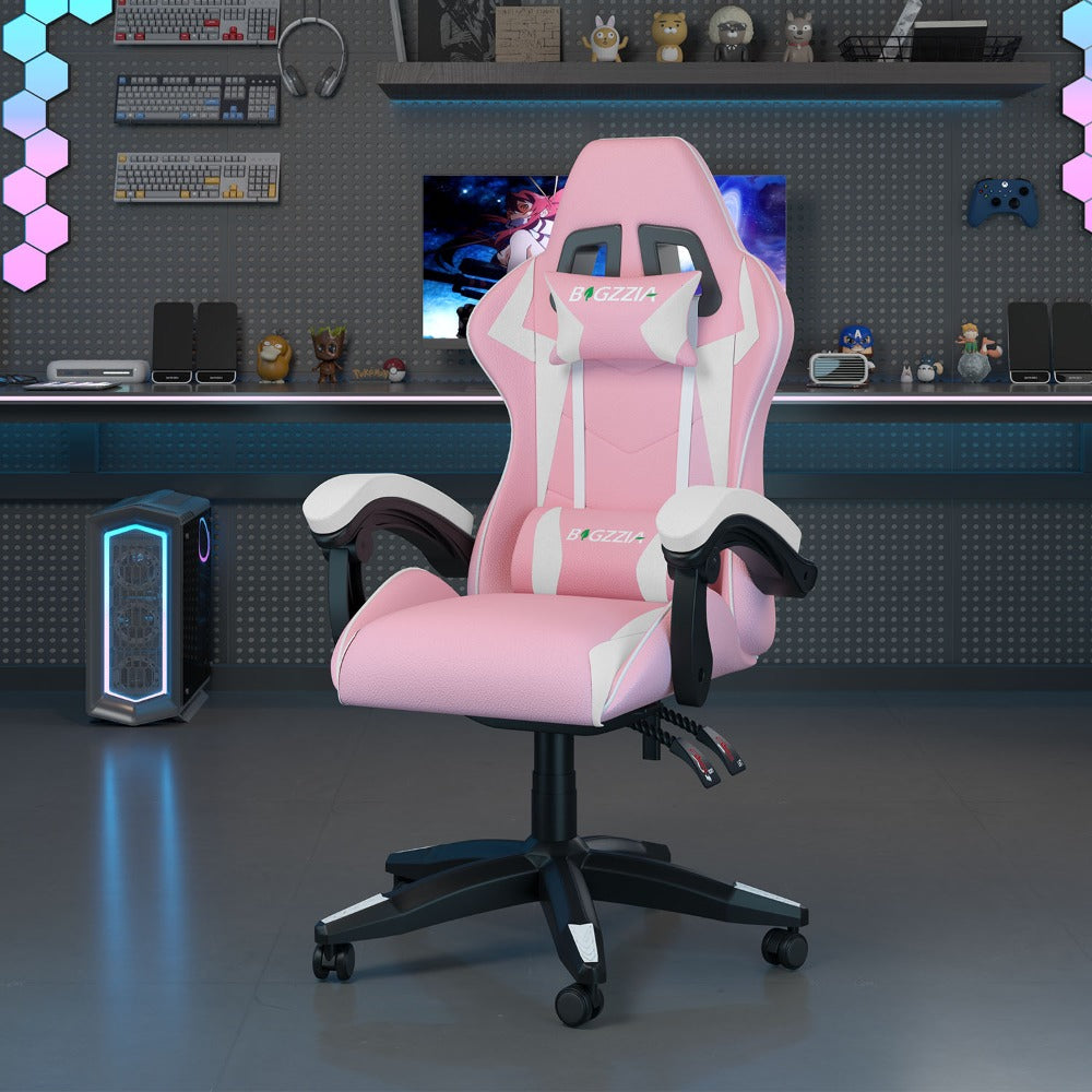 High-Back Gaming Chair with Lumbar Cushion & Headrest – Height Adjustable 90°-155° Reclining Office Computer Chair for Adults 130kg Capacity 10 Colours