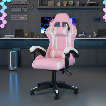 High-Back Gaming Chair with Lumbar Cushion & Headrest – Height Adjustable 90°-155° Reclining Office Computer Chair for Adults 130kg Capacity 10 Colours