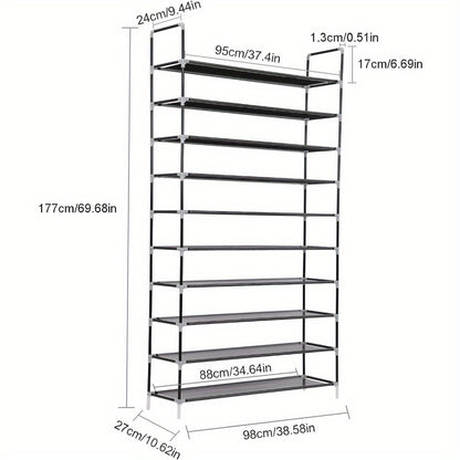 Shoe Rack,10Tiers Shoe Storage, 98x27x177cm Tall Shoe Rack,Large Shoe Rack,Storage Shelves Holds 50 Pairs Of Shoe Organiser Shelf For Home Hall Living Room Hallway Bedroom