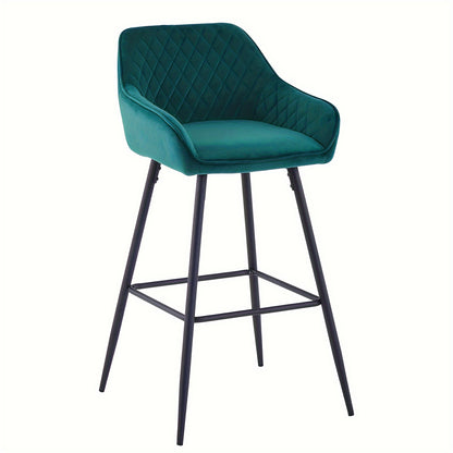 Velvet Bar Stools with Armrest & Backrest – Upholstered Breakfast Bar Chairs for Kitchen Counter Island Home Restaurant Set of 1 or 2