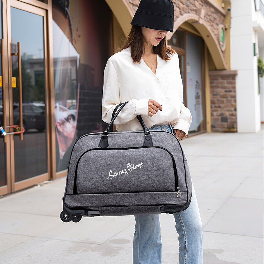 Foldable Wheeled Travel Duffel Bag, Large Capacity Rolling Handheld Luggage for Family Vacations, Outdoor, and Short Trips, Easy - To - Carry Tote with Durable Build