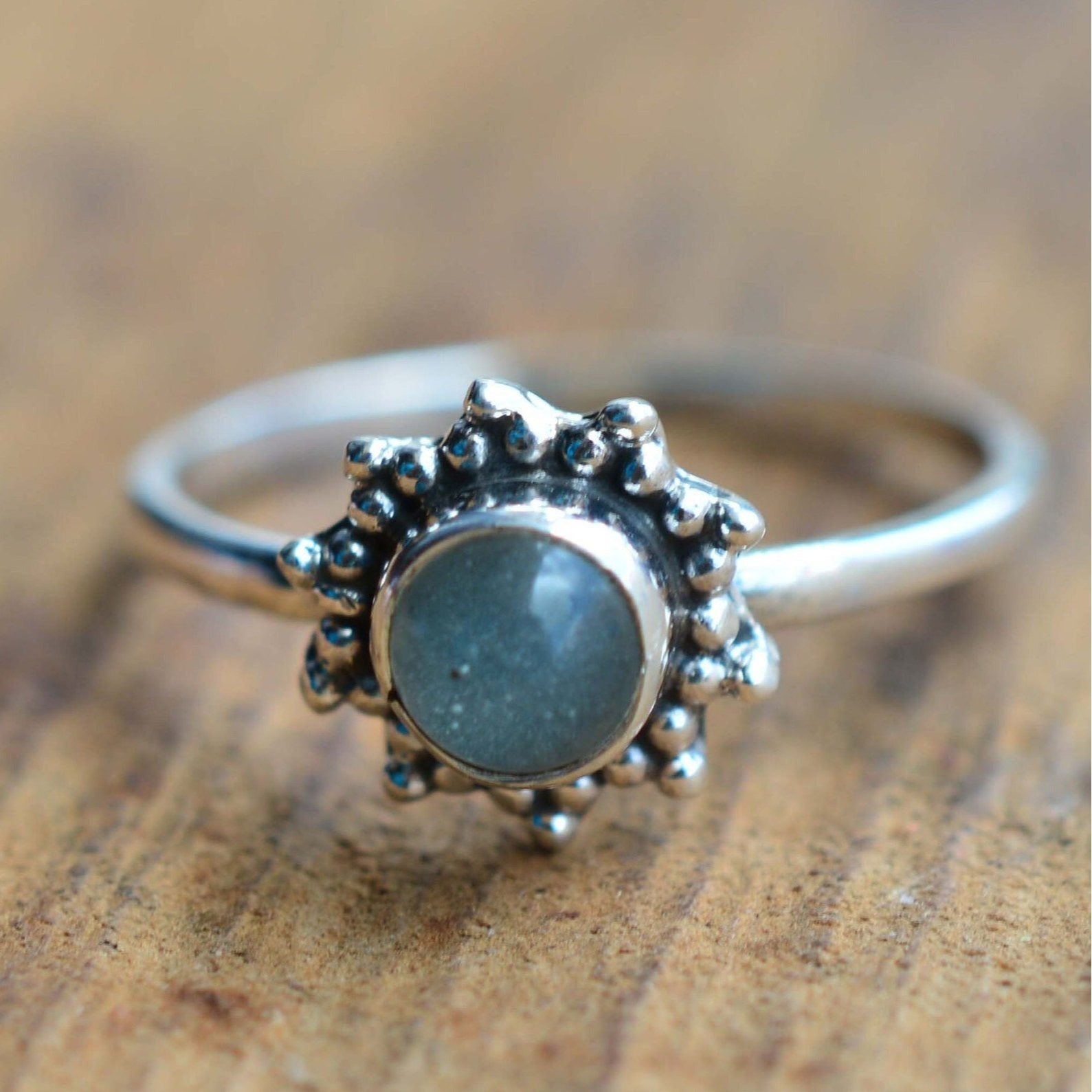 Ring Sterling Silver Gemstone Flower for layering and statement styling