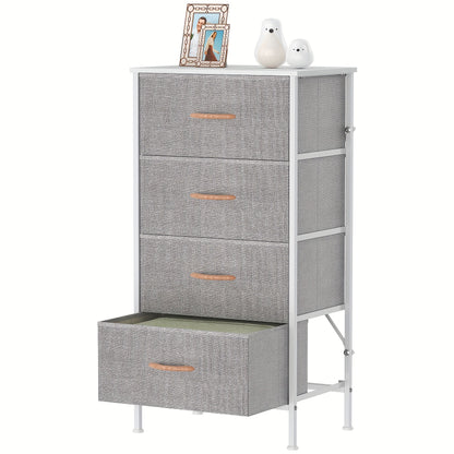 4-Drawer Dresser Storage Cabinet with Metal Frame & MDF Top, Adjustable Feet, Anti-Tip Safety - Stylish And Spacious Storage Unit for Bedroom Or Living Room (44.96cm X 29.97cm X 90.93cm)