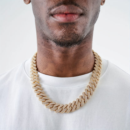 1pc Men'S Iced Out Men'S Chain, 20MM Miami Cuban Links 20Mm Flip Clasp Triple Row Synthetic Synthetic Zircon Rhombus Cuban Chain Chunky Hip Hop Necklace Miami Cuban Chain Men'S Necklace