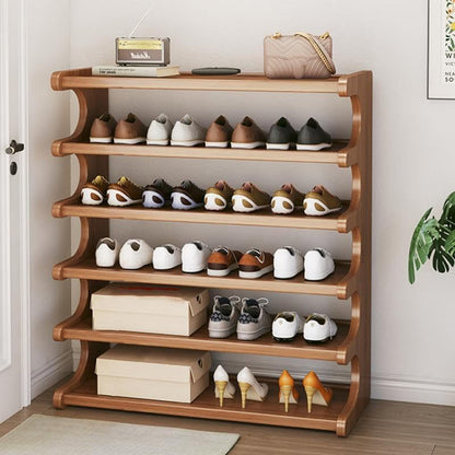 TOYVIAN Bamboo Shoe Rack for Space Efficiency, Multi-Level Standalone Organizer, Available in 4/5/6 Tiers, Easy Assembly, Sturdy And Long-Lasting, Accommodates 24-30 Pairs of Footwear, Ideal for Entryway, Closet, Bedroom, And Hallway Storage