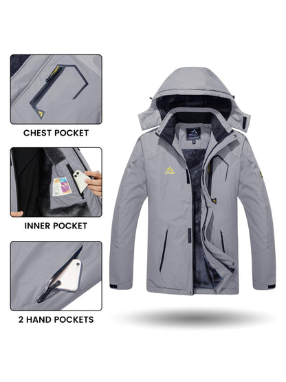 Men's Winter Warm Jackets Fleece Lined Coats Hooded Thermal Outdoor Thick Jacket Heavy Sport Hiking Jogging Camping Fishing Climbing Traveling Skiing Snowboarding Casual Parka