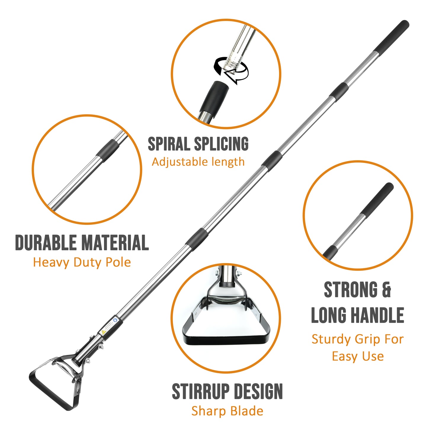 Long-Handled Oscillating Hoe | Adjustable Head Stirrup Hoe Weeder | Heavy-Duty Garden Tool for Weeding, Cultivating & Soil Loosening | Flexible & Durable Design for Easy Gardening Tool
