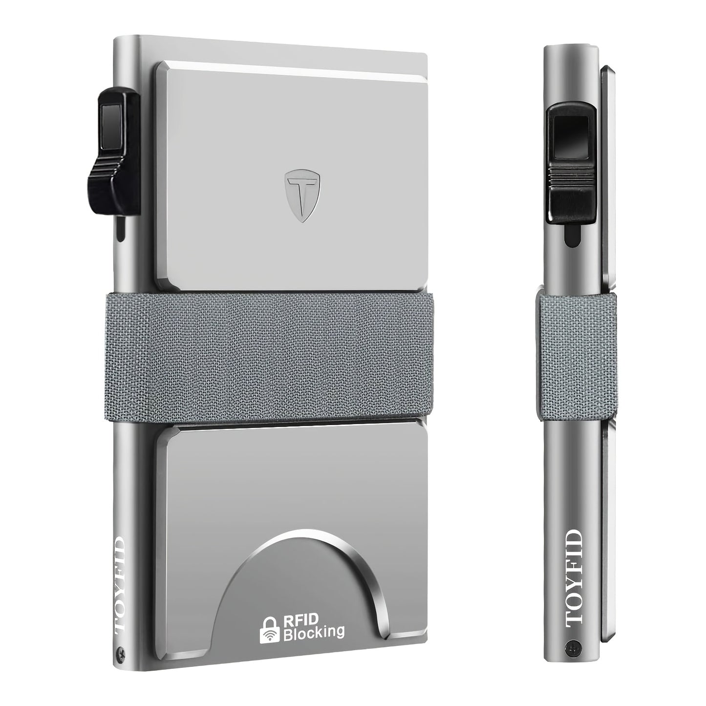 Compact Card Holder Designed for 12 Cards, Featuring RFID Protection And a Metal Construction. This Small Anti-Theft Case Includes a Sliding Ejector Button for Easy Access to Your Bank And Credit Cards, Made from Aluminum