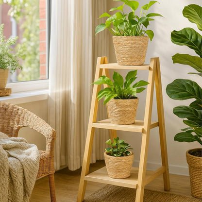 3pcs Grass Woven Flower Pots, Potted Plants, Rattan Flower Baskets, Decorations Suitable for Bedrooms, Living Rooms, Dining Tables, Green Plant Decoration Sets