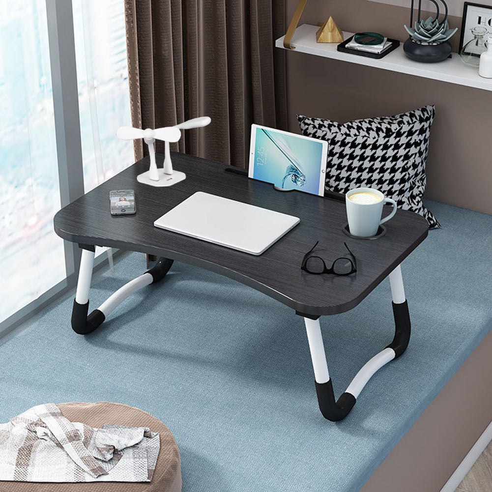 1pc Portable Laptop Desk with Cup Holder & Tablet Slot - Adjustable Bed Tray Table for Work/Eating, Foldable Sofa Desk for Living Room/Bedroom, 23.62×15.75×10.24inch