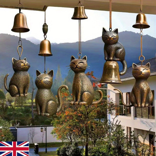 1pc Cat Wind Chime 2025 Unique Cat Garden Decor Outdoor Themed Statue Gifts