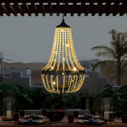 Taylor & Brown 28" Tall Hanging Solar Powered Acrylic Crystal Chandelier Light Lantern Modern Outdoor Garden Meadow with 30 Cool White LED Lights for Yard, Patio and Gazebo Decorations