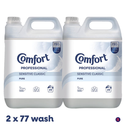 Fabric Conditioner Sensitive 2 x 4.8L Comfort Pro Formula 154 Washes Hypoallergenic Pure Fragrance Dermatologically Tested Phosphate Free Bulk Buy