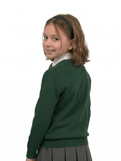 GW CLASSY OUTFIT Boys & Girls V-Neck School Jumper – Kids Unisex Long Sleeve Fleece Uniform Soft & Comfortable Sweatshirt