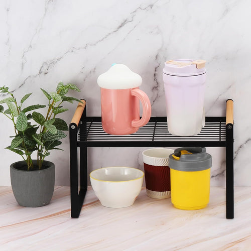 Kitchen Counter Shelf Metal Wire Stackable Cupboard Spice Rack Space Saving Countertop Orgainzer and Storage Rack Shelves for Kitchen Pantry Bathroom