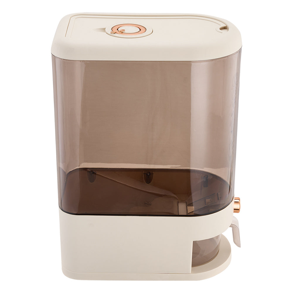 5/ 10KG Rice Dispenser, Rice Containers Storage with Measuring Cup Household Cereal Dispenser Bucket for Rice, Flour, Salt, Oat, Cereals, Cream White