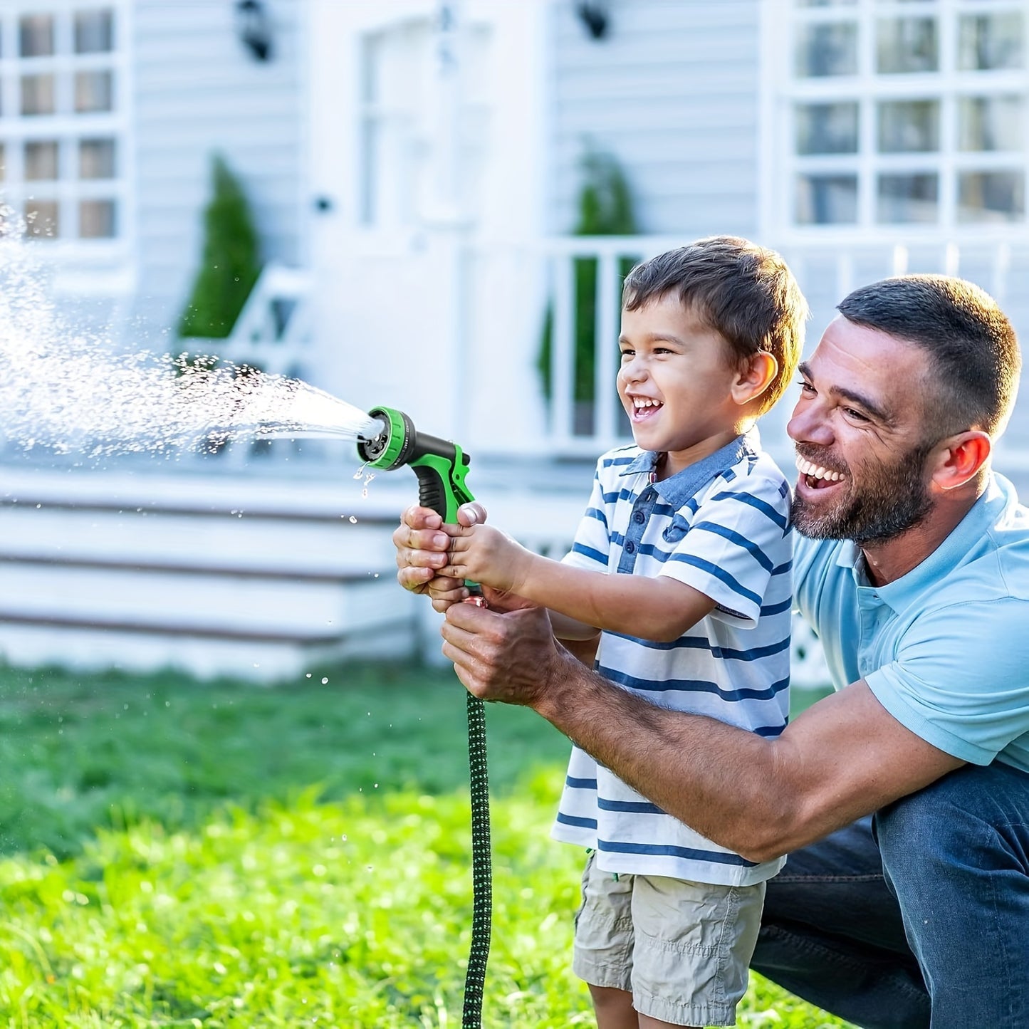 LOVFEN Ultra-Lightweight Expandable Garden Hose - Leak-Proof, 10-Function Nozzle, Retractable, Flexible, Kink-Resistant, Durable, Easy-To-Store Water Hose for Gardening, Washing Cars, And Outdoor Activities 7.62/15.24/22.86/30.48/45.72meter