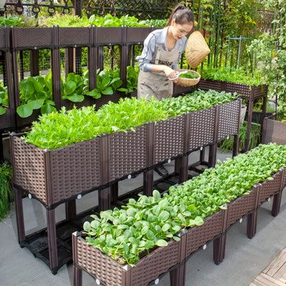 Raised Garden Bed with Legs Plastic Planter Box for Planting Vegetables Herbs - Elevated Design, No Kneeling, Protects Plants from Pets