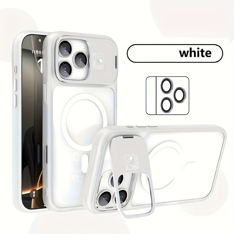 Phone Case: Magnetic Foldable Invisible Bracket Phone Case with Lens Protection Film for iPhone 17 16 15 14 13 12 11 Pro Max 17Air Wireless Charging Cover Fall Resistant Protective Case