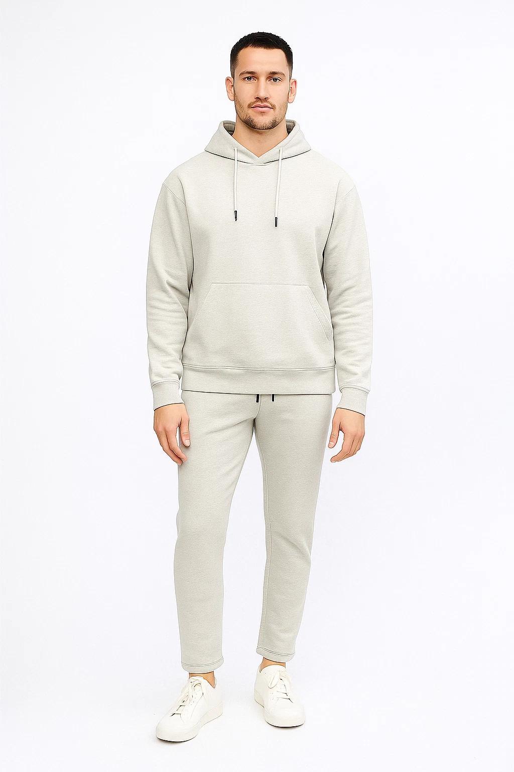 Men'S Outfit Two-Piece Set Featuring a Hooded Long-Sleeve Sweatshirt And Long Pants Solid Colour Knit Fabric Tracksuit, Regular Fit, Perfect Gift for Men, Daily & Outdoor Wear Large Pockets Matching For All Seasons S-XL