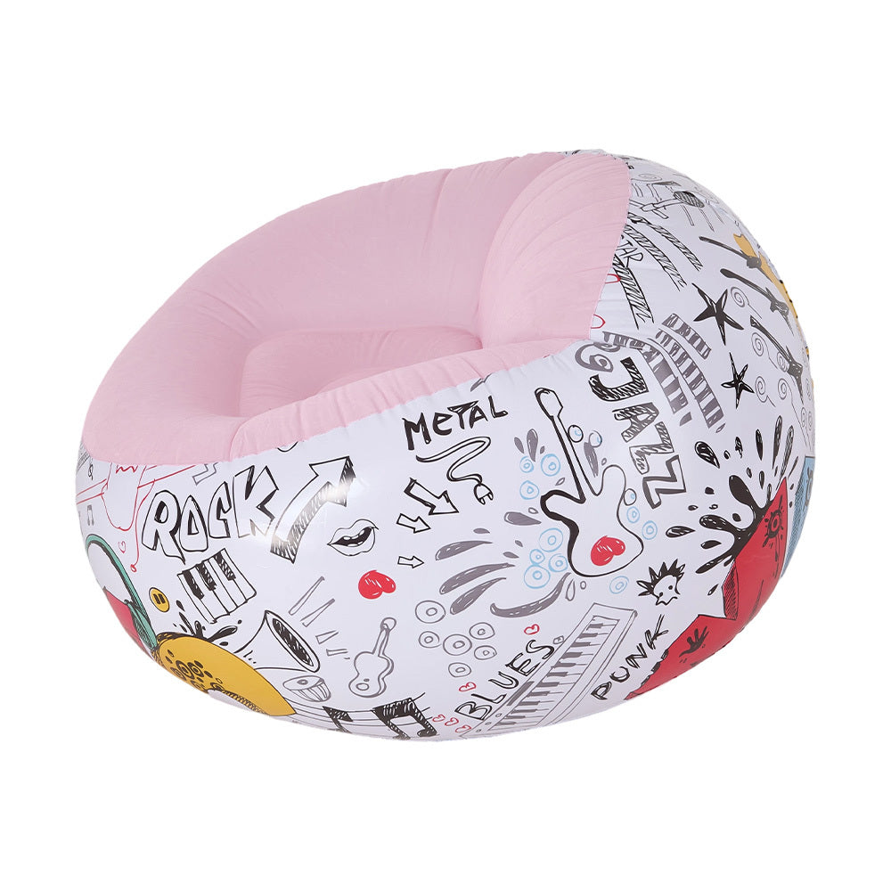 Multicoloured Spherical Outdoor Inflatable Sofa in PVC Material. Lightweight and Portable Home Sofa with Manual Air Pump. Suitable for Living Rooms, Patios, Camping, and Gardens.