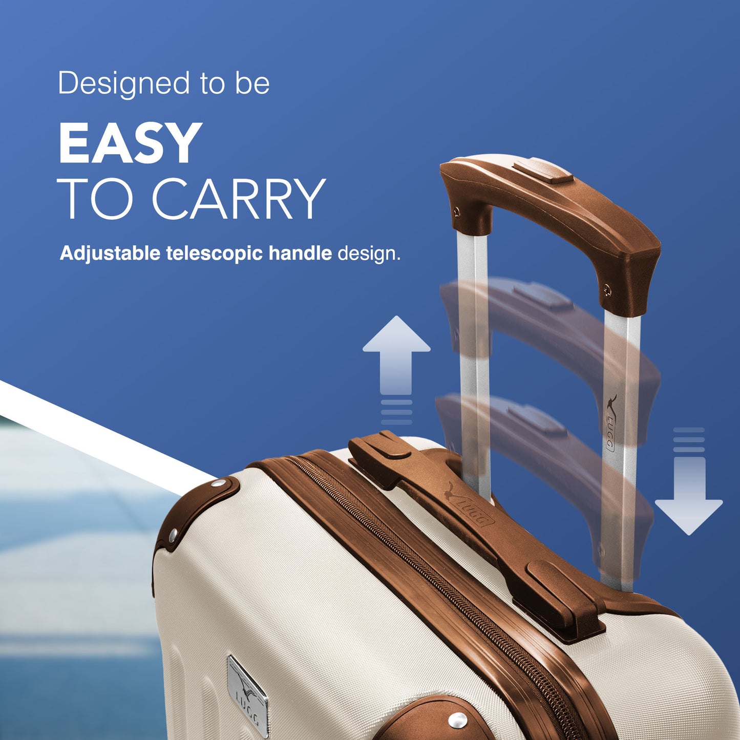 LUGG Skywander 15 Inch (45x34x20cm) Lightweight Underseat Cabin Bag EasyJet Approved Carry-On Suitcase, Durable ABS Hard Shell, Smooth Double Spinner Wheels, Water Resistant & Compact Travel Luggage (45x34x20cm)