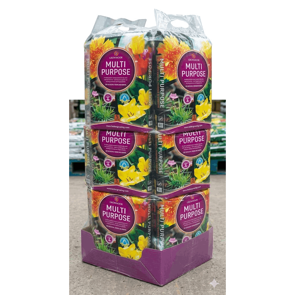6x Growmoor Multi Purpose Compost 5L All Purpose Potting Soil for Plants, Flowers, Seeds, Vegetables & Garden Containers Indoor & Outdoor Growing Medium