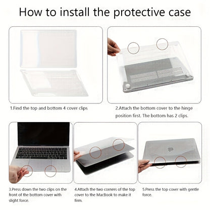 3pcs Grey Laptop Protective Case Set for 33.78cm Air A1932/A2179/A2337 - Includes Durable Case, Screen Protector & Cleaning Cloth, Precision Cutouts