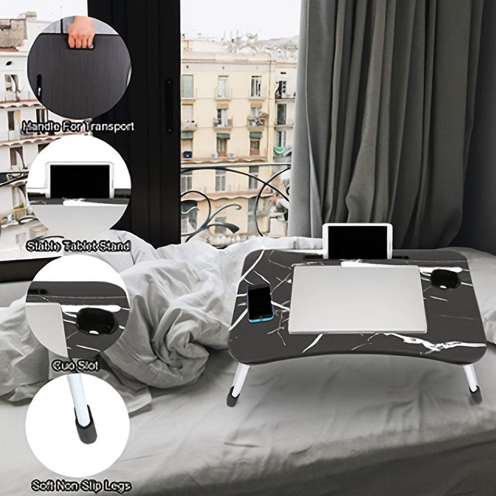 Laptop Lap Tray Table for Bed Sofa 60x40cm Foldable MDF Portable Folding Desk Breakfast Tray Notebook Stand Ergonomic Design