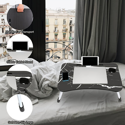 Laptop Lap Tray Table for Bed Sofa 60x40cm Foldable MDF Portable Folding Desk Breakfast Tray Notebook Stand Ergonomic Design
