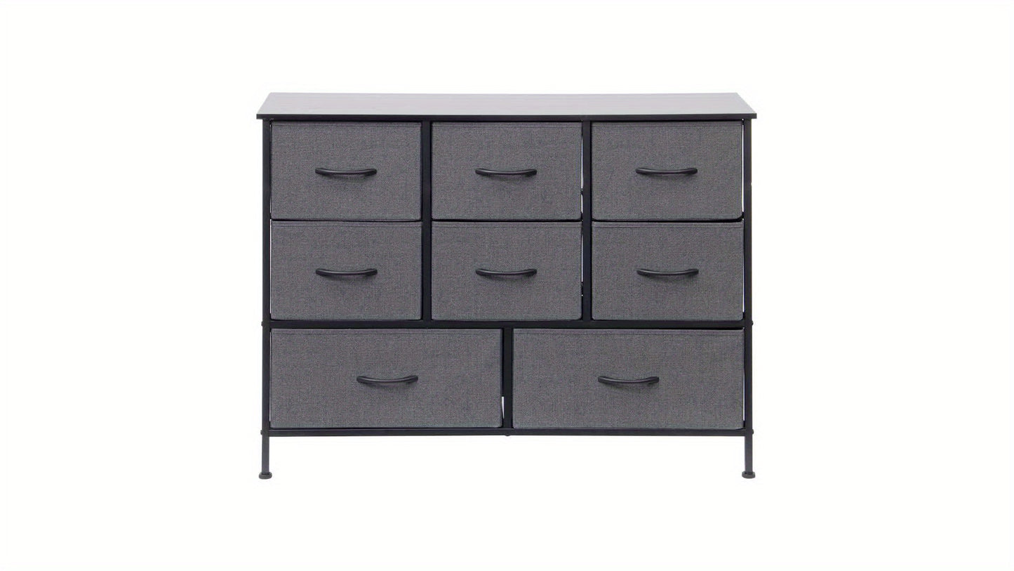 A 10-Drawer Dresser Featuring a Robust Metal Structure, MDF Wood Surface, Fabric Drawers, Adjustable Legs, And Anti-Tip Safety Measures - Perfect for Organizing Storage in a Bedroom, Closet, Living Room, Or Office