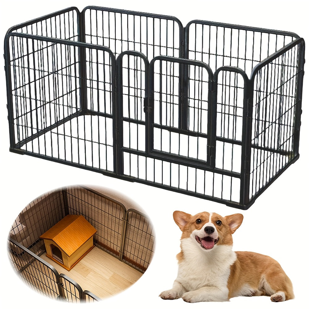 6-Panel Heavy Duty Metal Dog Puppy Playpen - Foldable & Detachable Pet Pen with Assembly, /Outdoor Exercise Fence Suitable for Dogs, Cats, Rabbits - Portable & Sturdy Play Pen