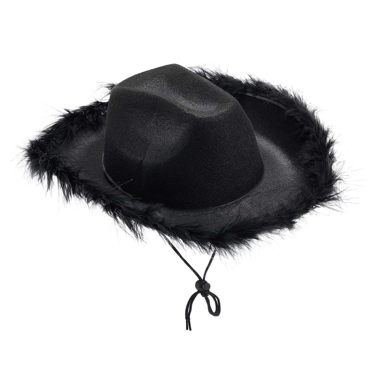 Women Cowgirl Hat with Feathers, Cowgirl Additions, Cowboy Hat with Feathers Adjustable Draw String for Party