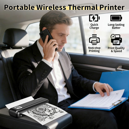 Rongta F82A Portable A4 Thermal Printer for Travel And Office, No Ink Needed, Supports 210-216Mm Thermal Paper, Fast Printing from Mobile Phone, Lightweight Design with Carrying Case, Includes 1 Roll of Thermal Paper