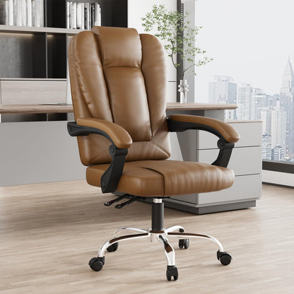 GartistGo Executive Ergonomic Office Desk Chair, PU Leather Inflatable Backrest Computer Recliner, Heavy Duty Office Chairs with Tilt Function, High Back Swivel Chair-Black Chairs