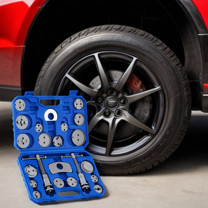 24pcs Robust Disc Brake Caliper Tool Kit, Including a Caliper Compressor, Wind Back Tool, And Brake Spreading Tools (In Blue), Without Battery