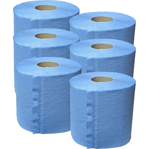 Blue Rolls 6 Pack- Kitchen Paper 2ply Embossed Centre Feed, Hygiene, Commercial/Kitchen Use Paper Hand Towel
