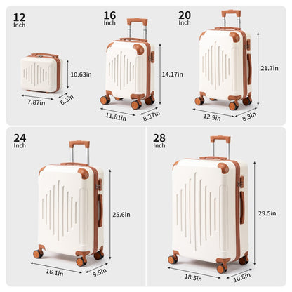 Hard Shell Luggage Set 3 4 5 Piece ABS Suitcase Set with 360° Spinner Wheels Expandable Lightweight Hardside 12 16 20 24 28 Inch 7 Colour Combinations UK