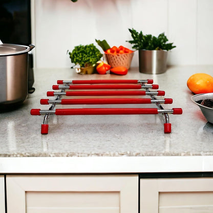 2pack Kitchen Trivet Stand with Anti Slip Base Stainless Steel Trivets for Kitchen Worktops, Hot Pans, Hot Trays & Plates Stand Heatproof Kitchen Accessories Table Mats Placemats (Black (pack of 2))