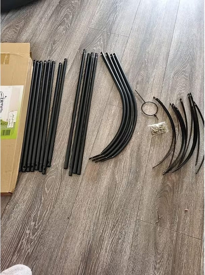 Metal Black Garden Arch Arbor (2.4m) – Powder-Coated Steel Frame Pergola for Climbing Plants, Roses, Weddings & Outdoor Decorations