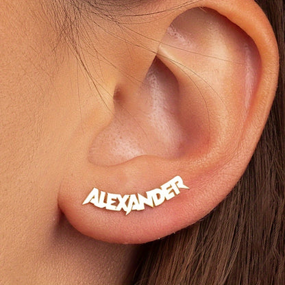 [Personalized Name Earrings] Custom Name Stud Earrings for Women - Punk Fashion Personalized Letter Earrings - DIY Name Earrings - Stainless Steel Jewelry - Women's Ear Accessories - Birthday Gift