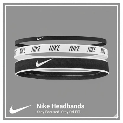 Nike 3 Pack Mix Width Anti Slip Sports Headband, Anti Slip Breathable Black Sports Headbands | High Elasticity Headband Suitable for Running, Fitness, Yoga, Soccer, And Tennis, Fitness Accessories | Minimalist Headband