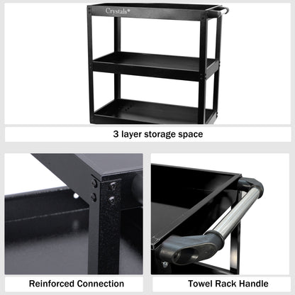 3 Tier Shelf Tool Trolley Cart ool Storage Trolley Bearing Wheel Heavy Duty Garage DIY Storage Trolley for Transport Tools Workshop