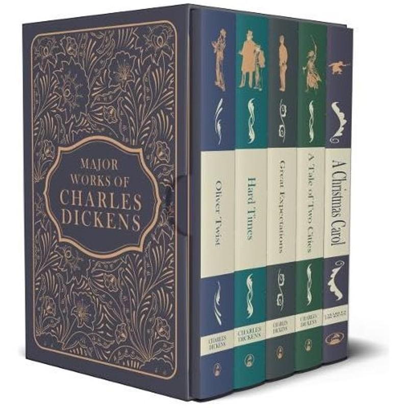 Major Works of Charles Dickens 5 Books Deluxe Hardback Set A Christmas Carol, Oliver Twist, Great Expectations, A Tale of Two Cities, Hard Times