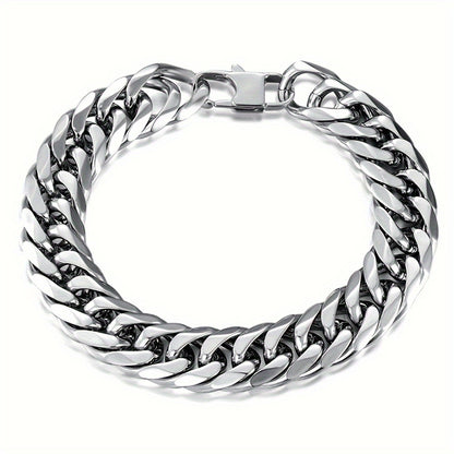 16/19/21Mm Width 316 Stainless Steel Curb Bracelet Hip Hop Party Men'S 316 Stainless Steel Bracelet Heavy Chain