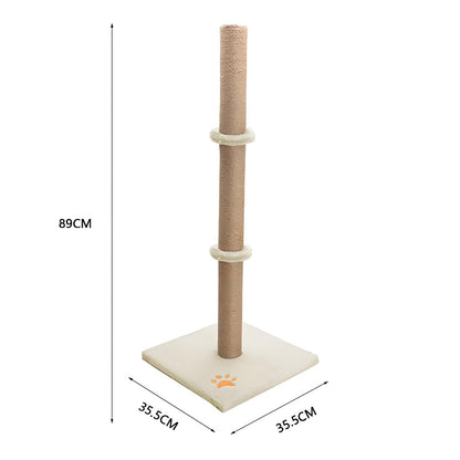 Cat Scratching Post 89 Cm Vertical Cat Tree For Pet Cats Climbing Frame With Soft Plush Carpet-Covered Base And Sisal Pole For Pet Cats