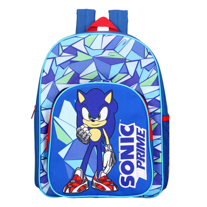 Sonic Prime Kids Childrens Premium Backpack School Rucksack Travel Bag with side mesh pocket and front zipped pocket