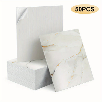50pcs of 3D Marble Wall Tile Wallpaper, Self-Adhesive Foam Wall Panels, Perfect for Home Decor Wall Stickers. They Are Easy to Peel, Stick, Clean, And Cut, Making Them Ideal for Renovating Bathrooms