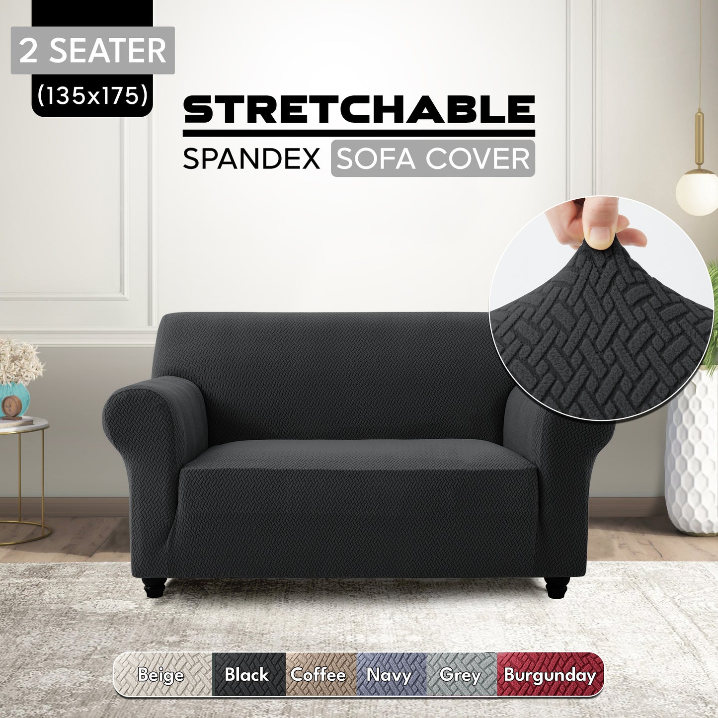 1pc Stretchable Spandex Elastic Sofa Cover – 1, 2, 3 Seater Polyester Spandex Furniture Protector, Anti-Slip Grip & Pet-Friendly, Machine Washable, Perfect for Living Room & Home Decoration