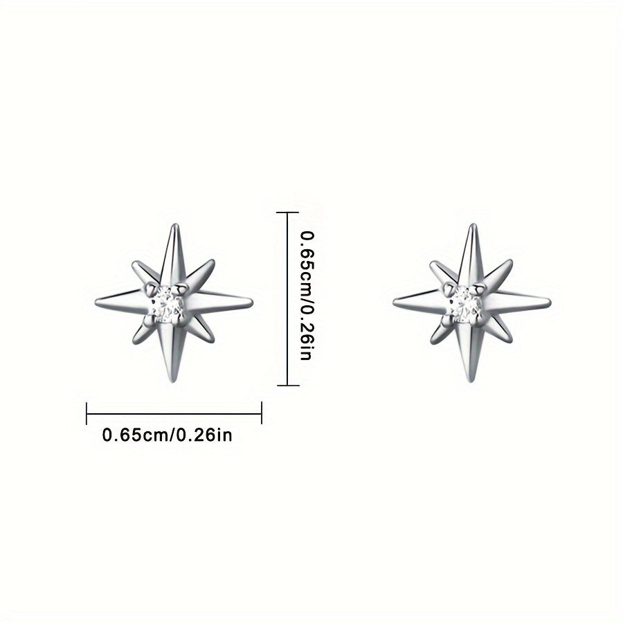 925 Sterling Silver Hypoallergenic Star Stud Earrings - Inlaid Zirconia - for Women - Elegant And Comfortable Daily Wear